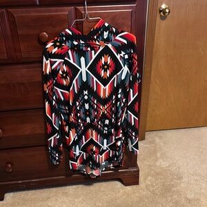 LuLaRoe Red and Black Graphic Long Sleeve Hoodie